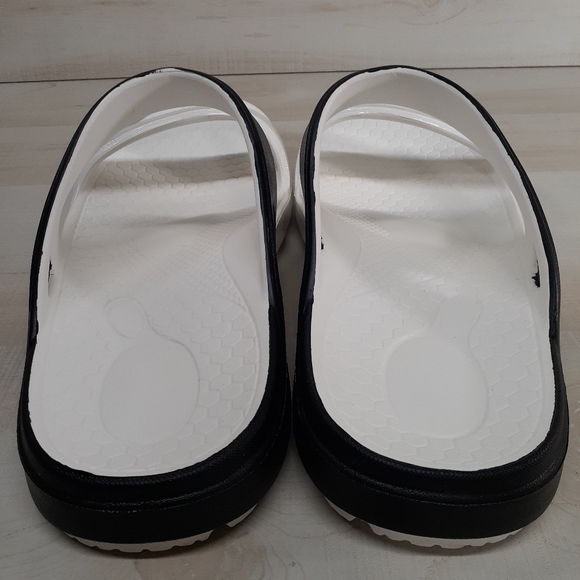 Spenco Fusion Black & White Slide Sandals Womens Size 10 Wide - Picture 7 of 9